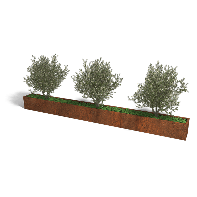 Jardinera de acero corten Texas xxl 480 x 40 cm